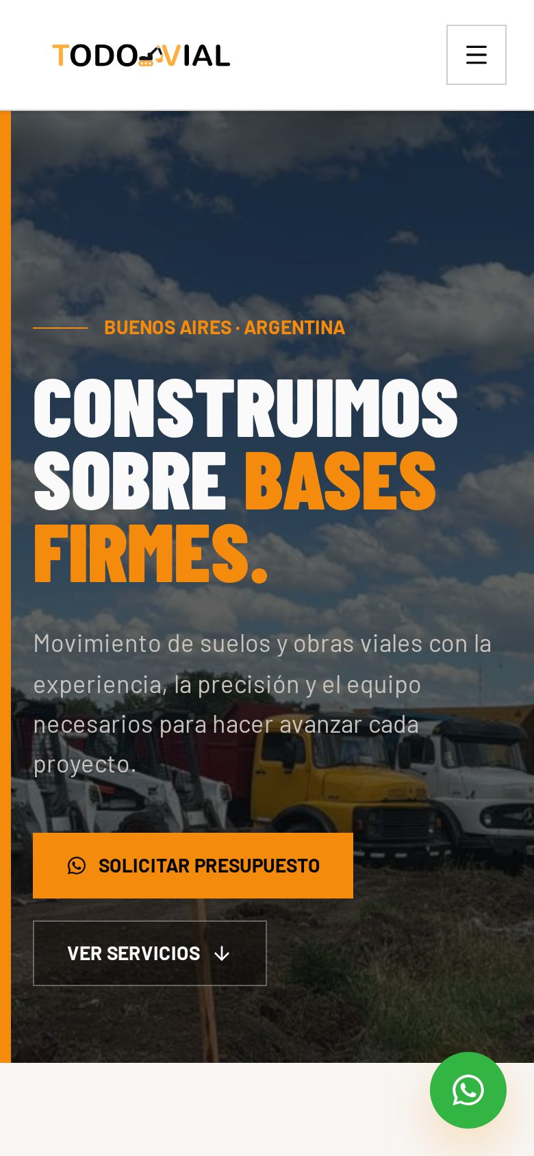 Sitio de Todo Vial visto en un celular
